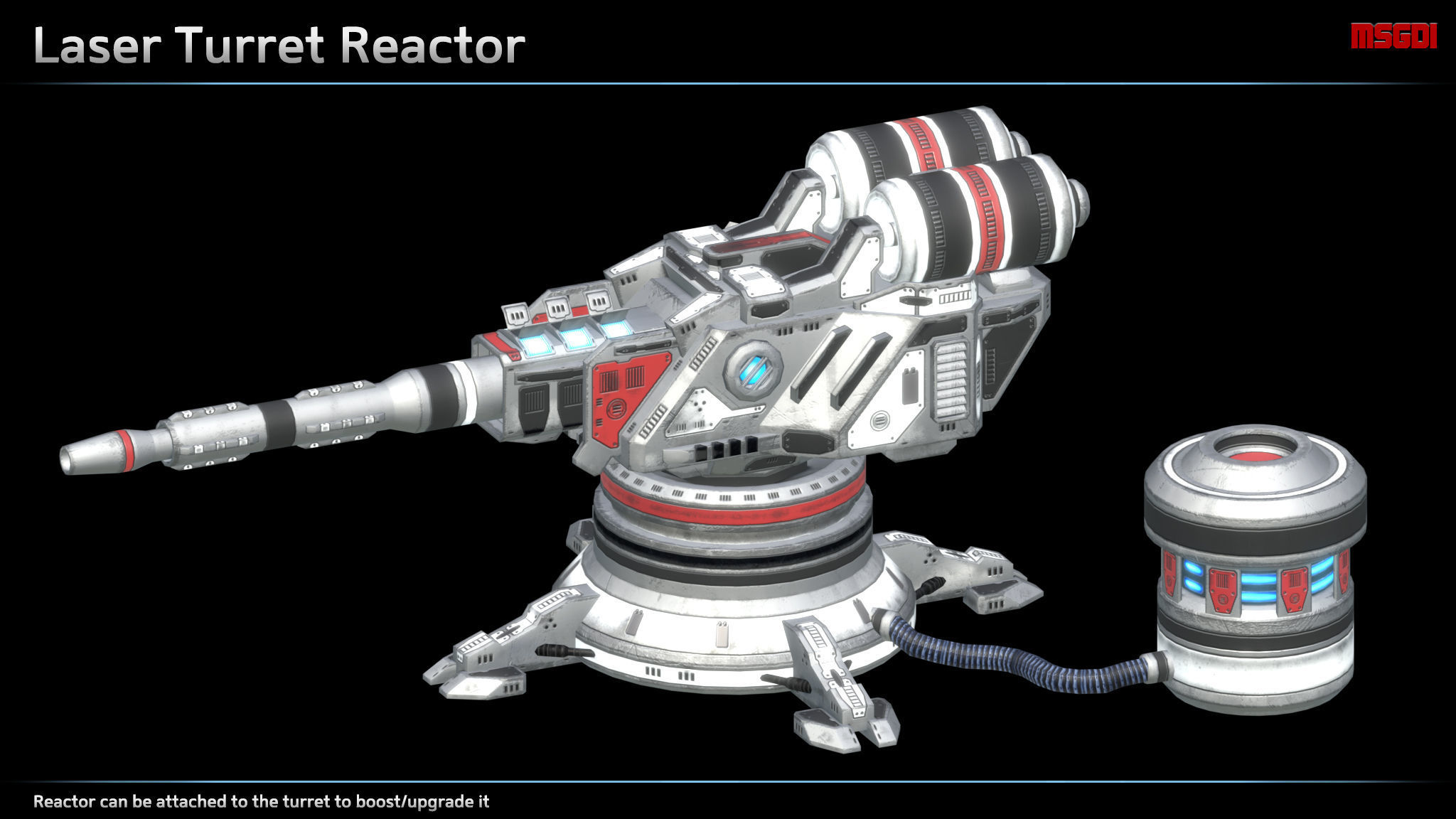 Laser Turret Low-poly 3D model_1