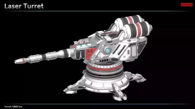 Laser Turret Low-poly 3D model