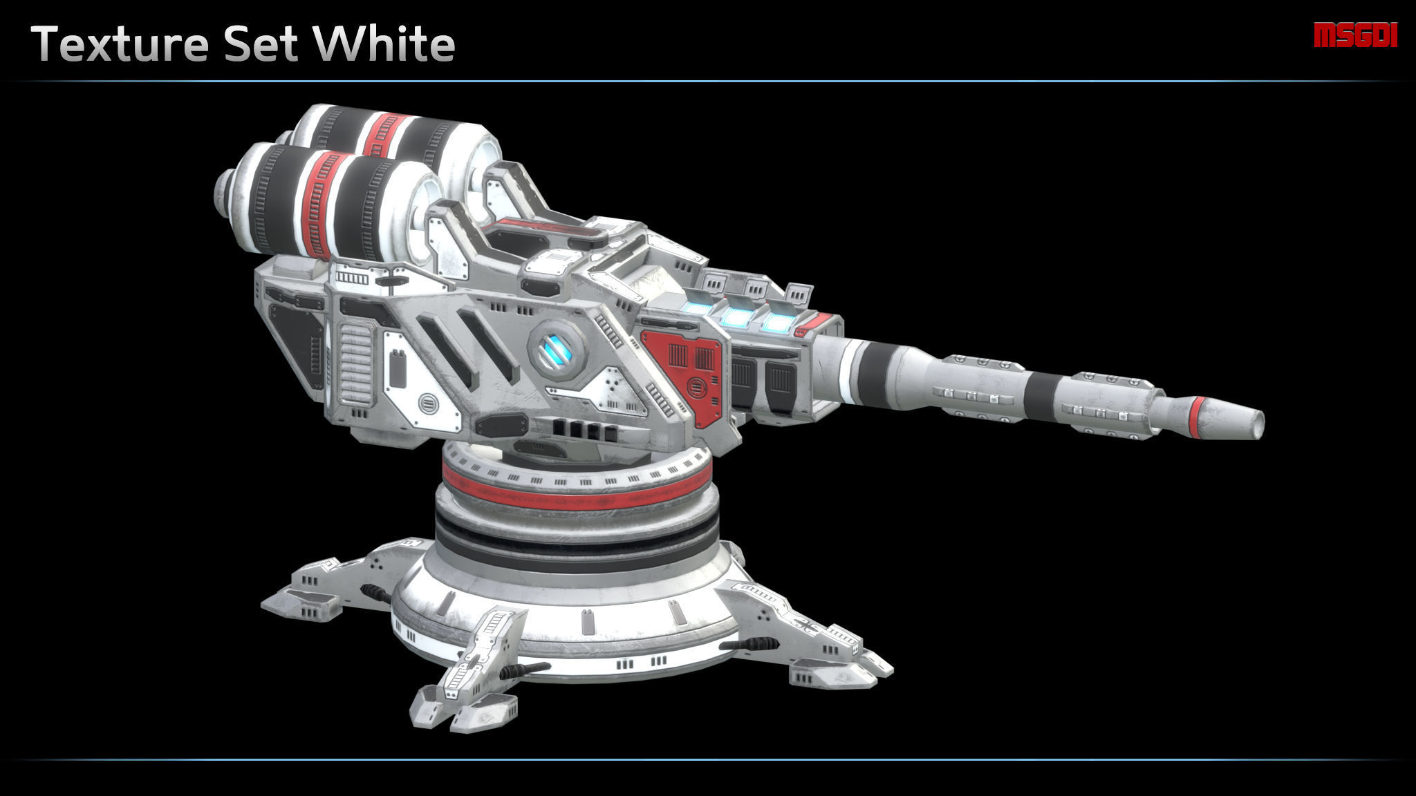 Laser Turret Low-poly 3D model_7