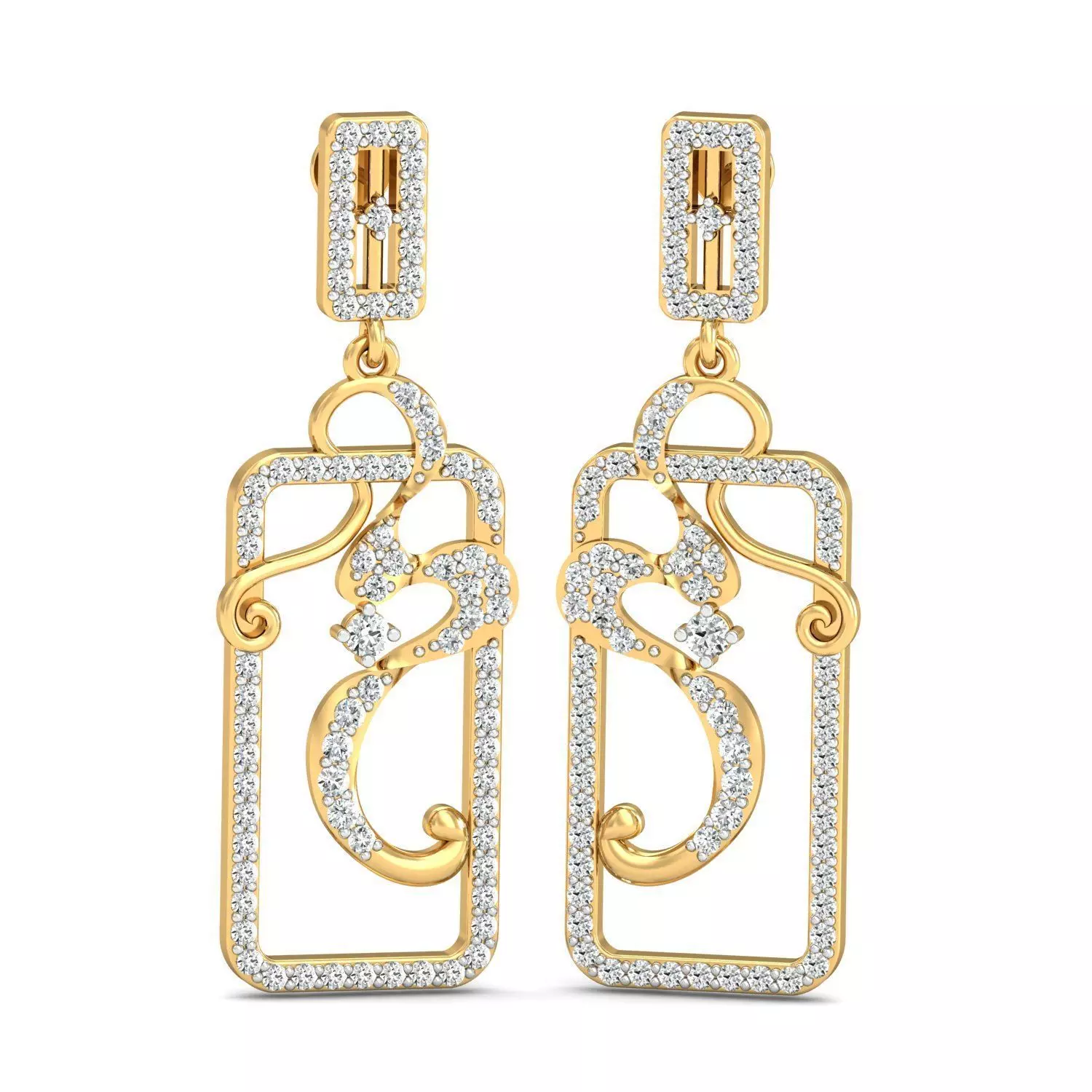 Women long earrings 3dm stl render detail 3D print model 3D print model_0