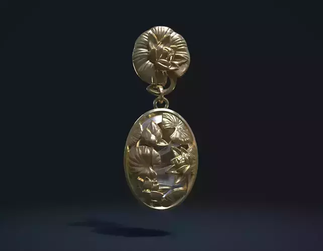 Water Lily Earring 3D print model Water Lily Earring 3D print model