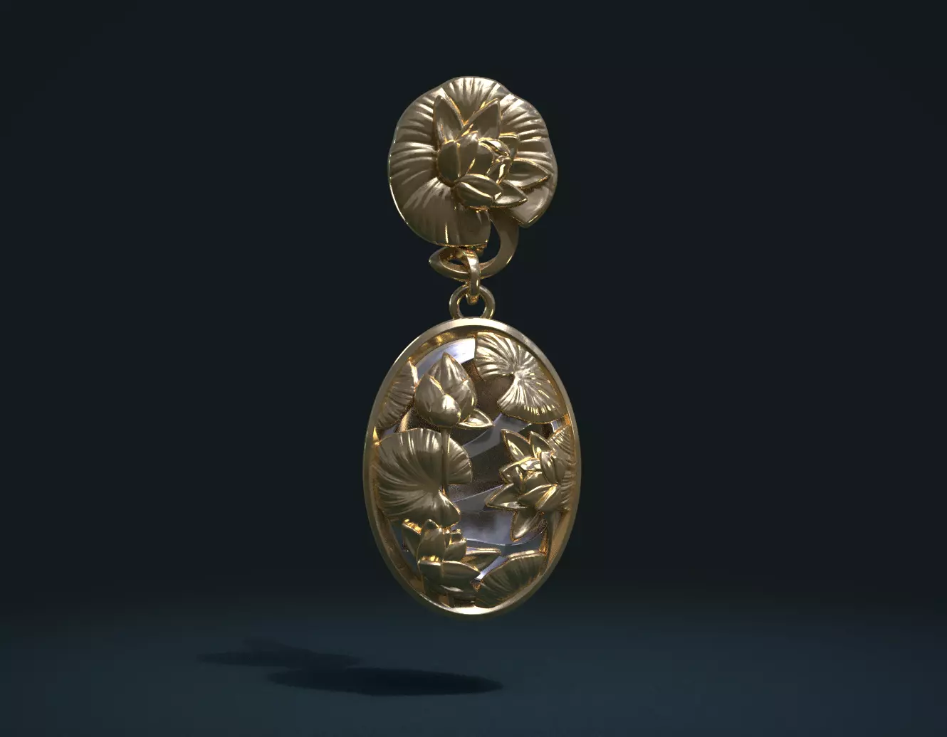 Water Lily Earring 3D print model_0
