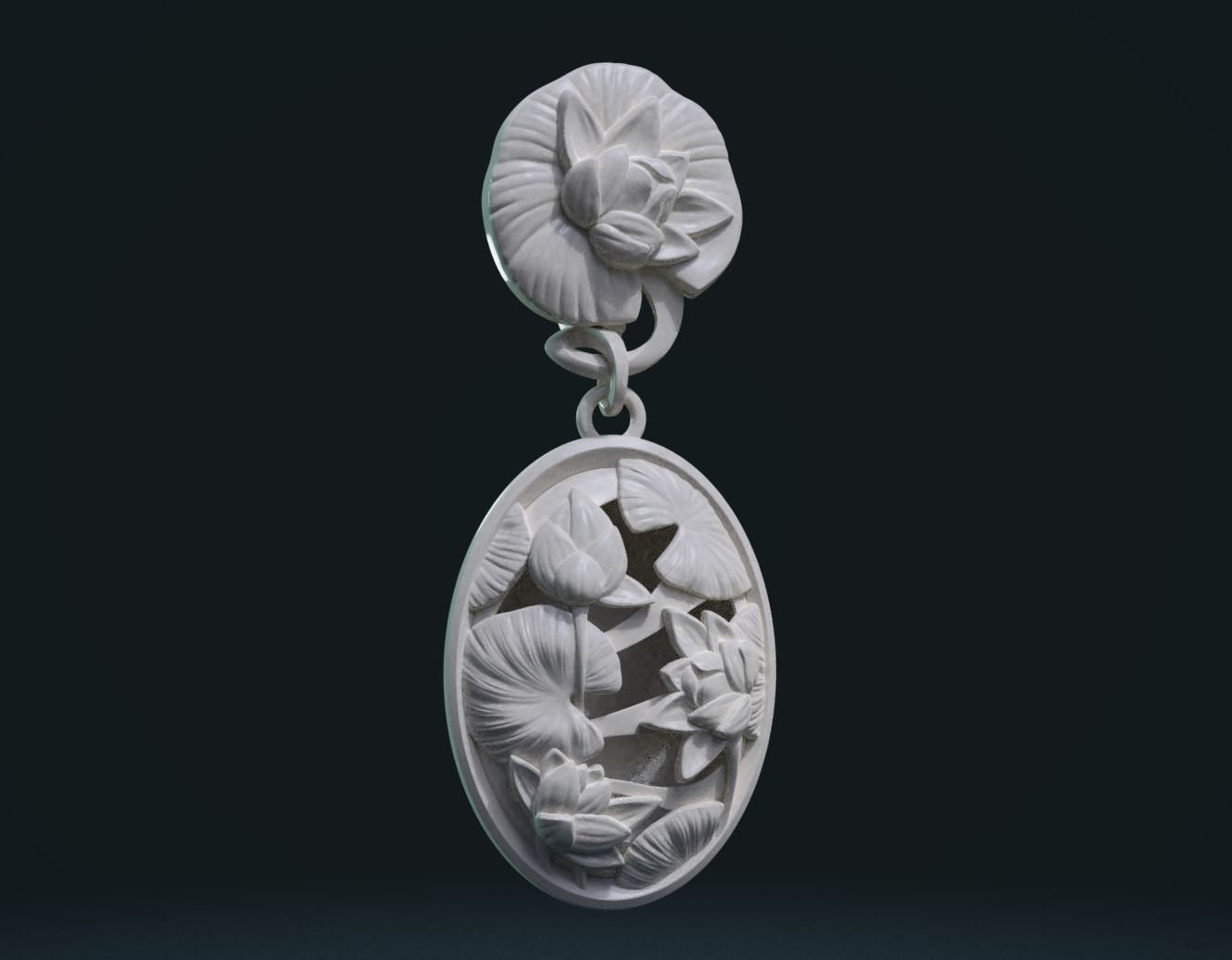 Water Lily Earring 3D print model_2