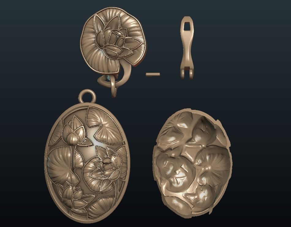 Water Lily Earring 3D print model_16