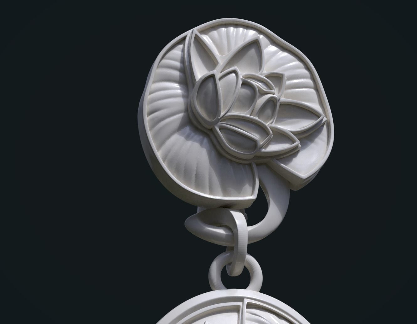 Water Lily Earring 3D print model_8