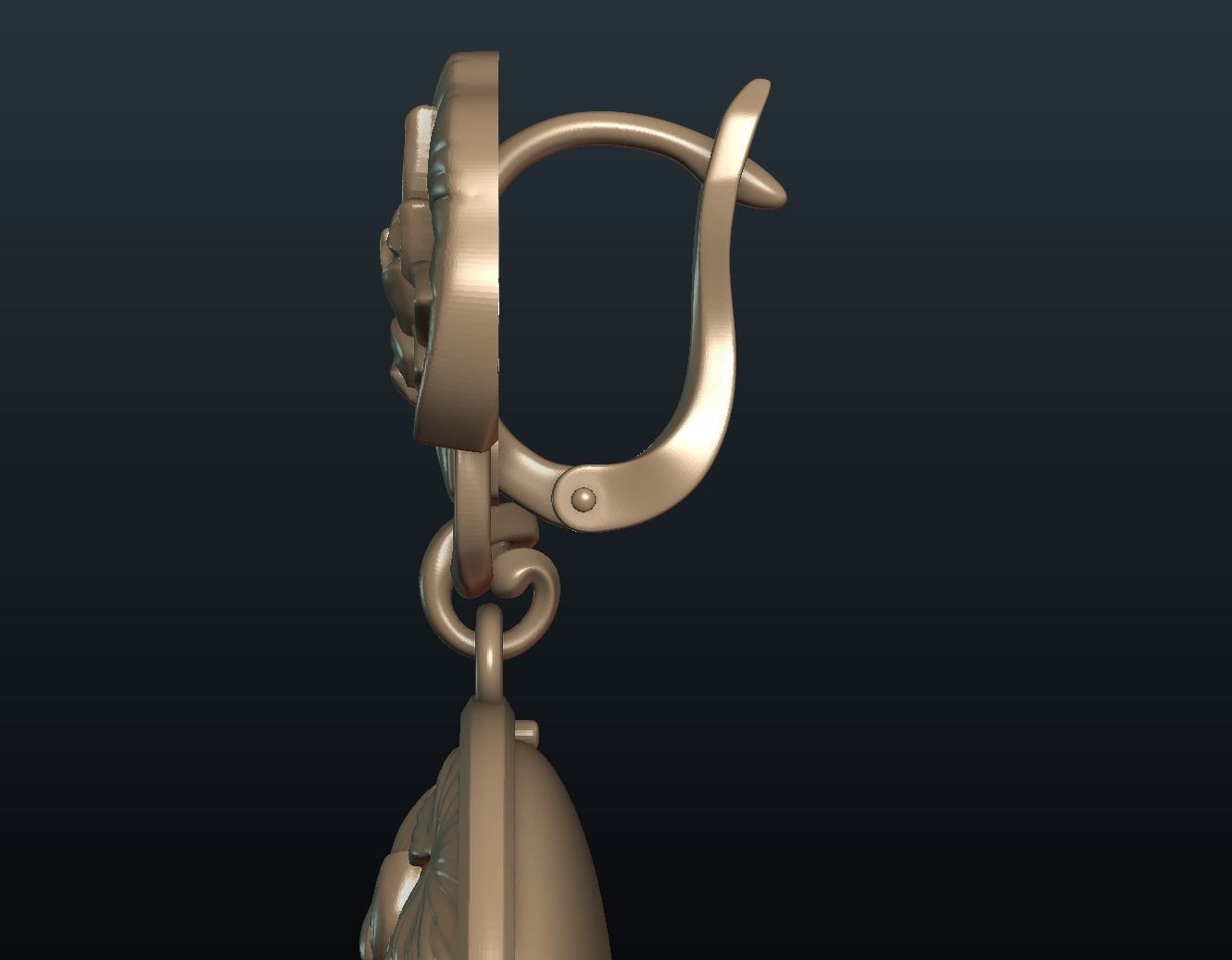 Water Lily Earring 3D print model_9