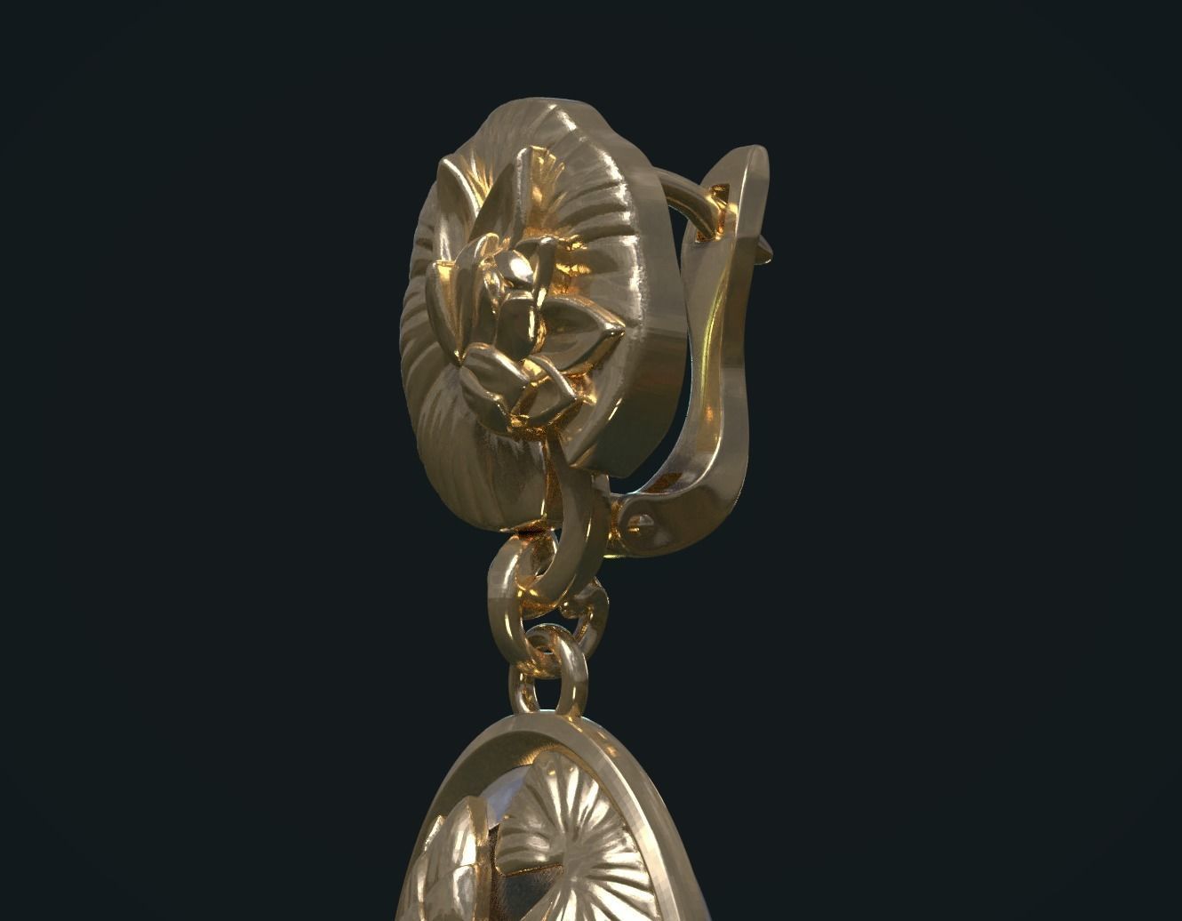 Water Lily Earring 3D print model_5