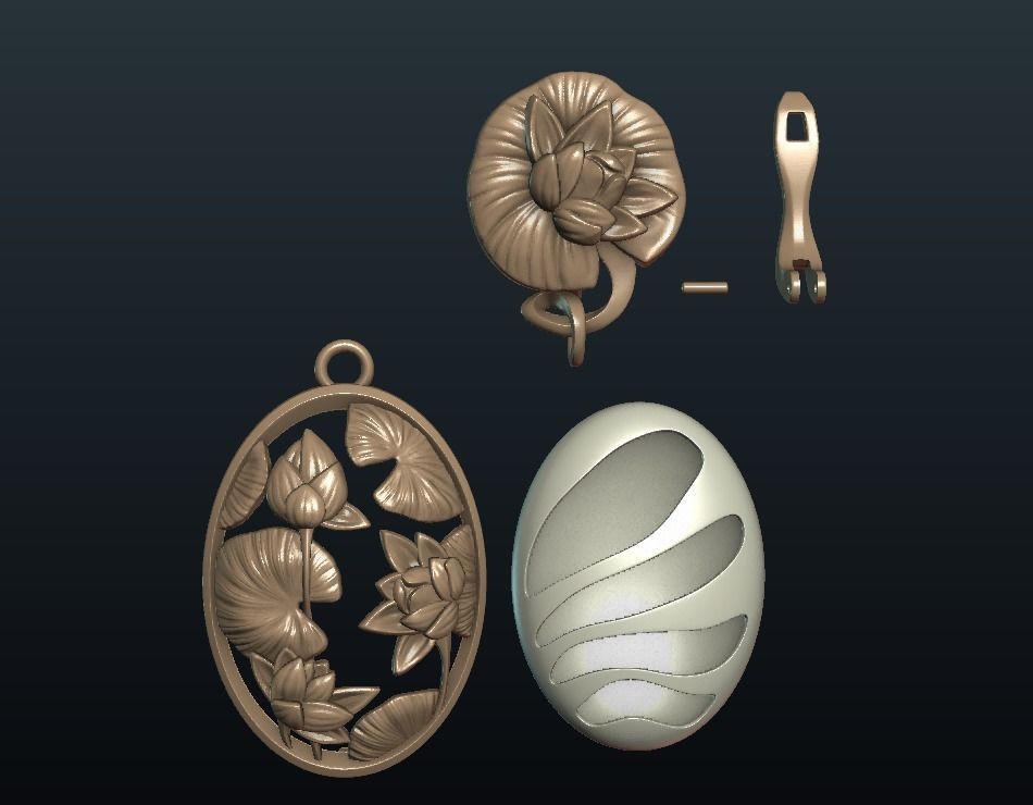 Water Lily Earring 3D print model_14