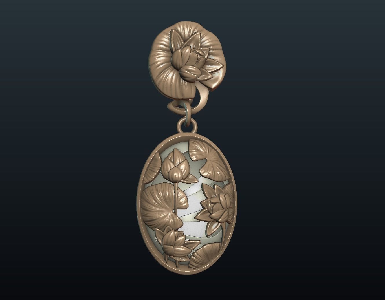 Water Lily Earring 3D print model_10