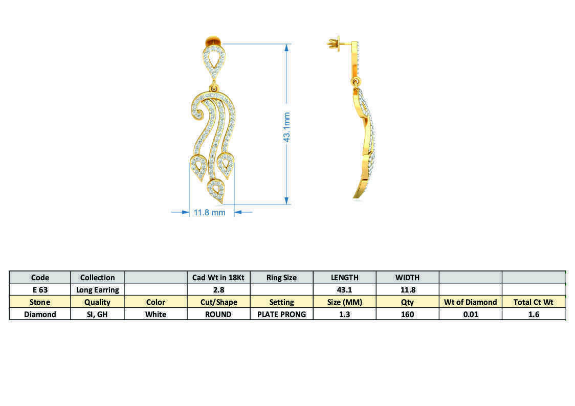 Women long earrings 3dm stl render detail 3D print model 3D print model_3
