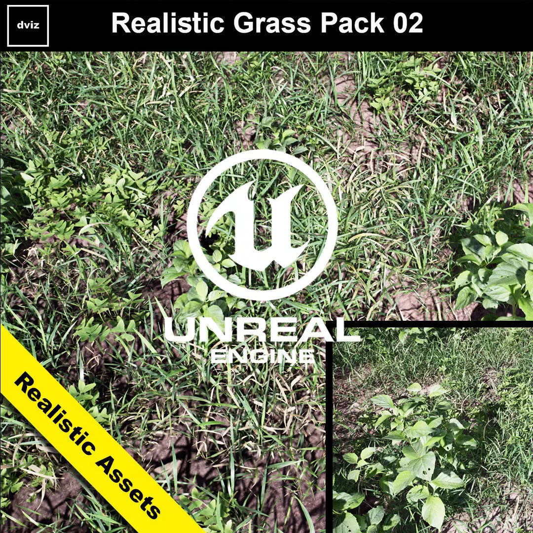 Realistic Grass Pack 02 - Unreal Engine 4 Low-poly 3D model_0