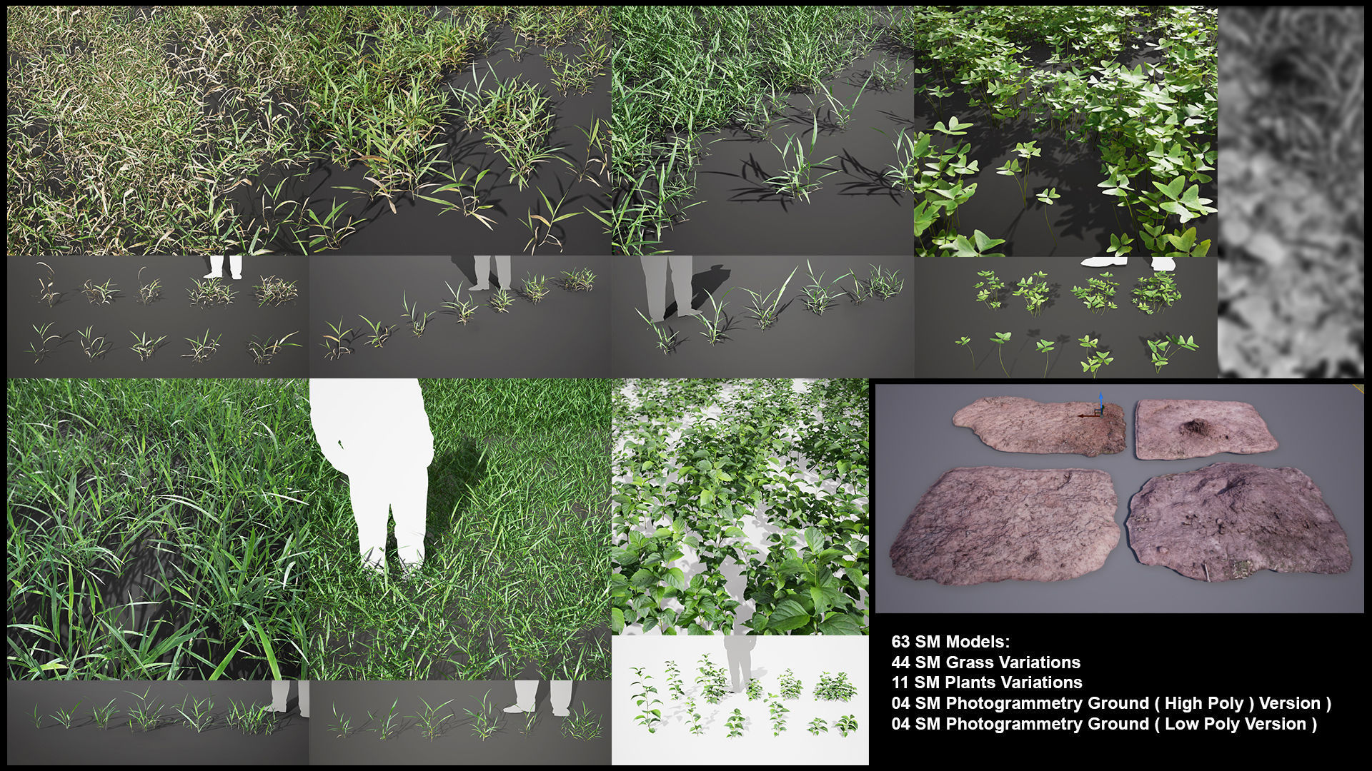Realistic Grass Pack 02 - Unreal Engine 4 Low-poly 3D model_4