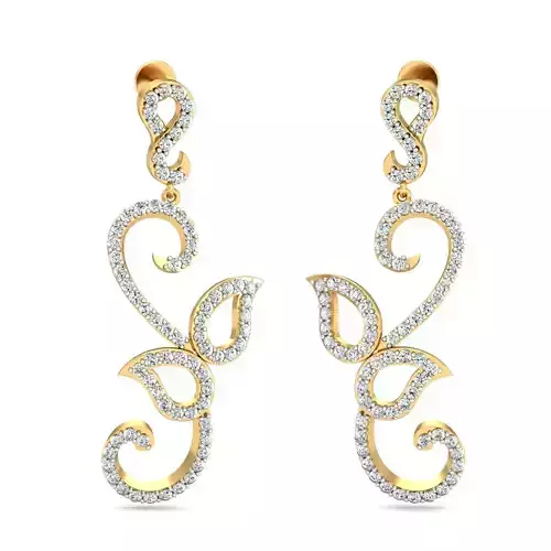 Women long earrings 3dm stl render detail 3D print model 3D print model