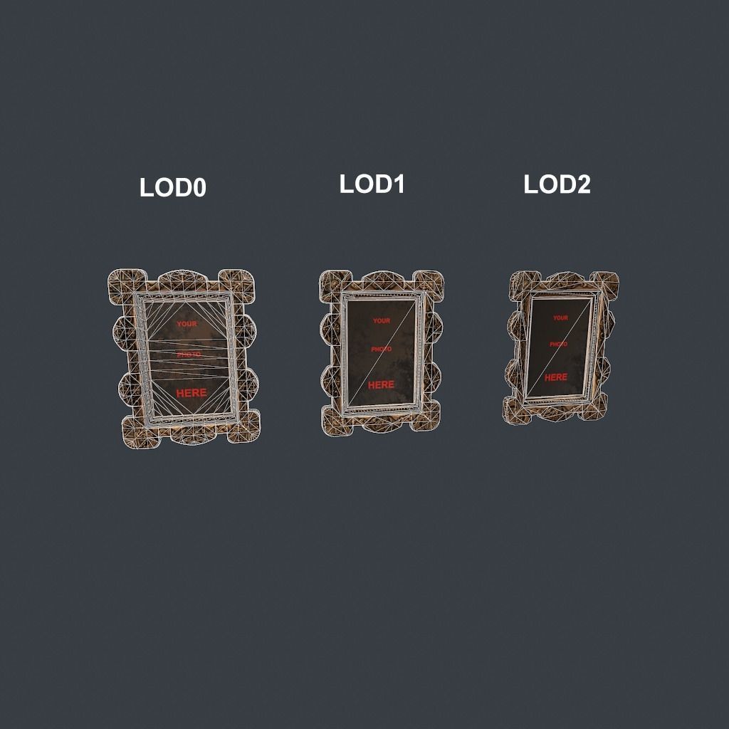 Antique Frame Low-poly 3D model_19