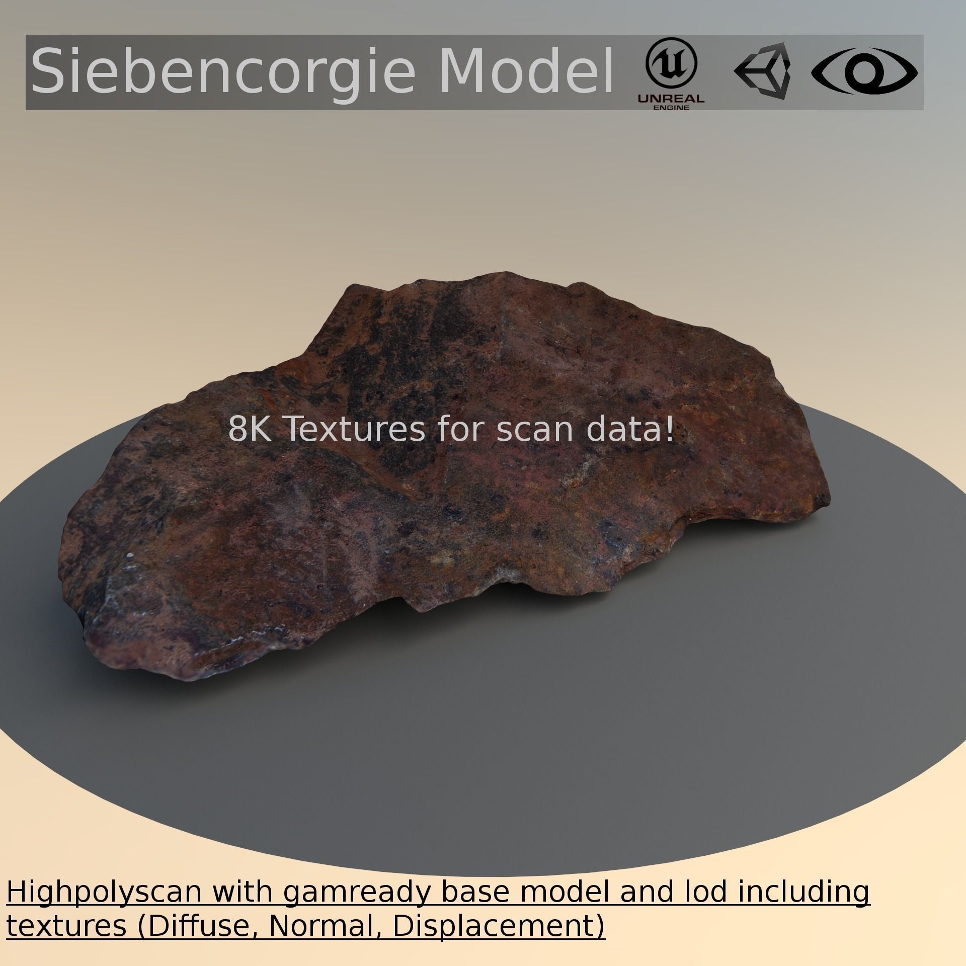 Scanned Game And Render Ready Rusty Rock Low-poly 3D model_0