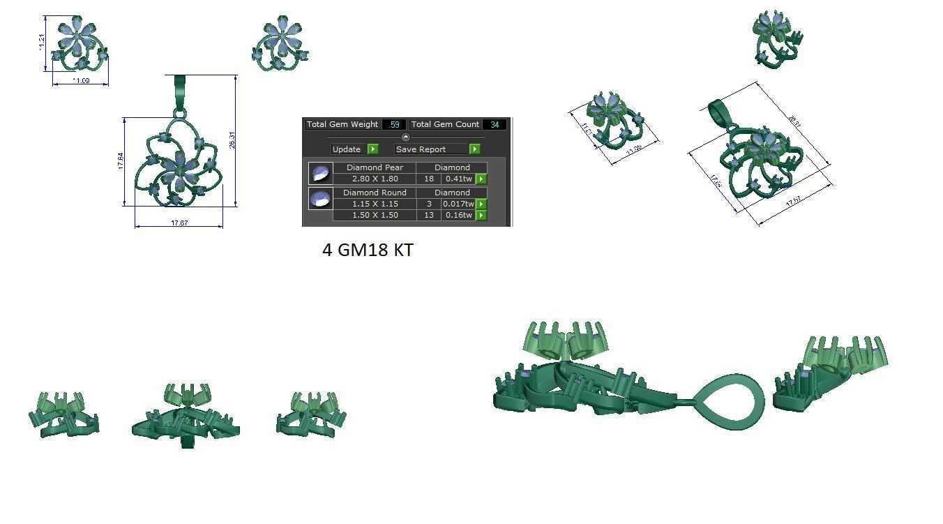 Women pendant-earrings set 3dm stl render detail 3D print model 3D print model_2