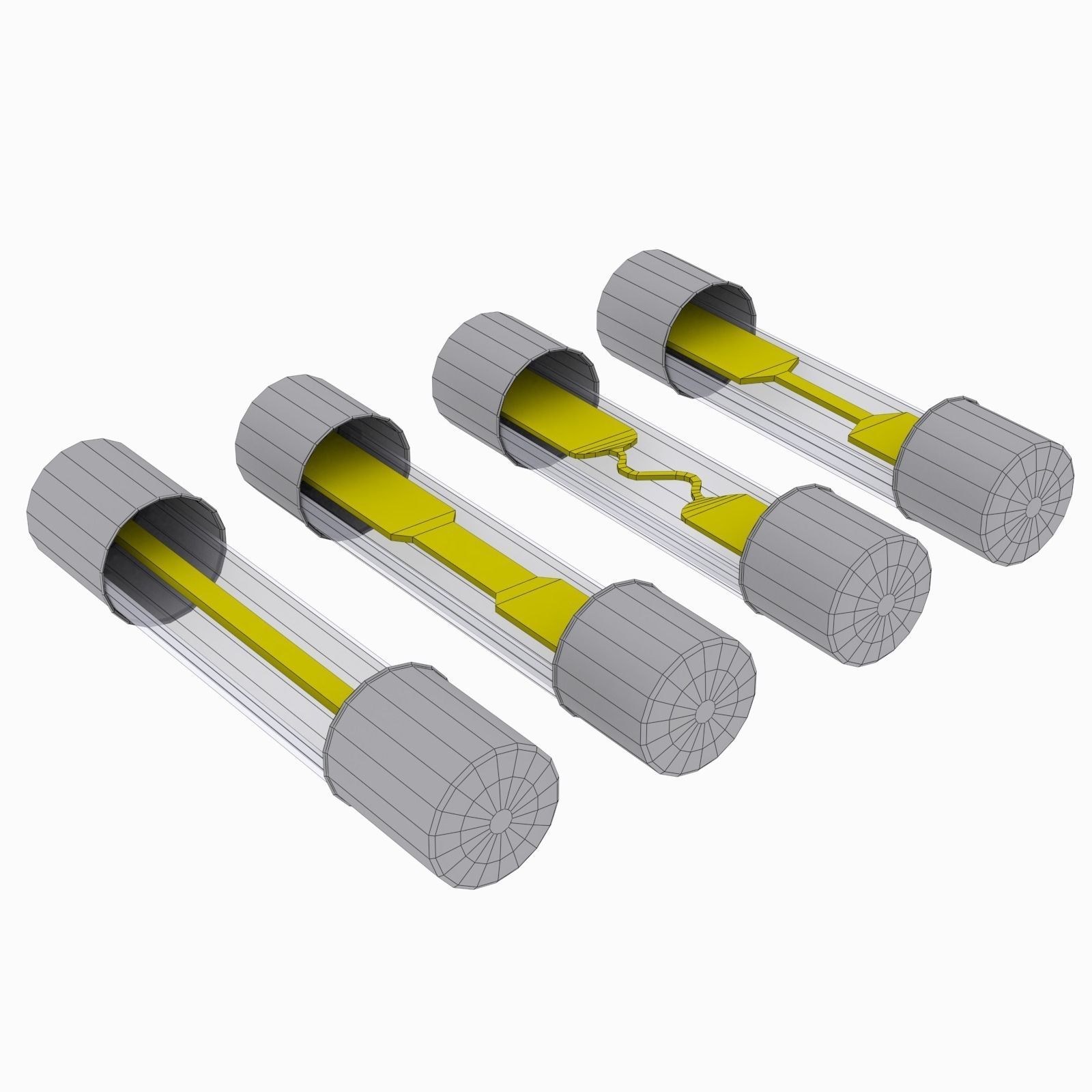 Tube Fuses Low-poly 3D model_3