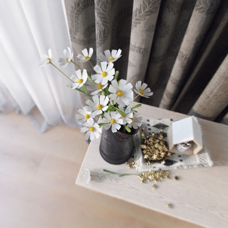 decoration set vase with flowers on table 3D model_1