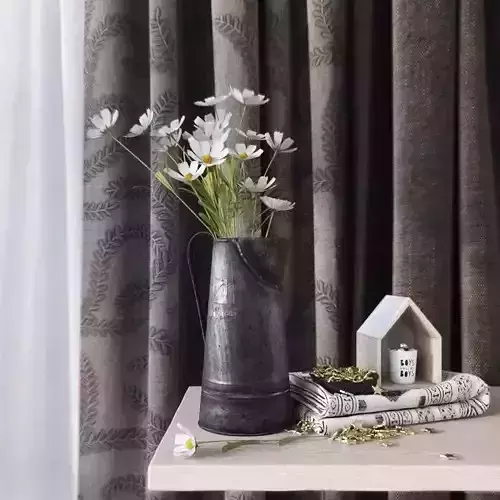 decoration set vase with flowers on table 3D model