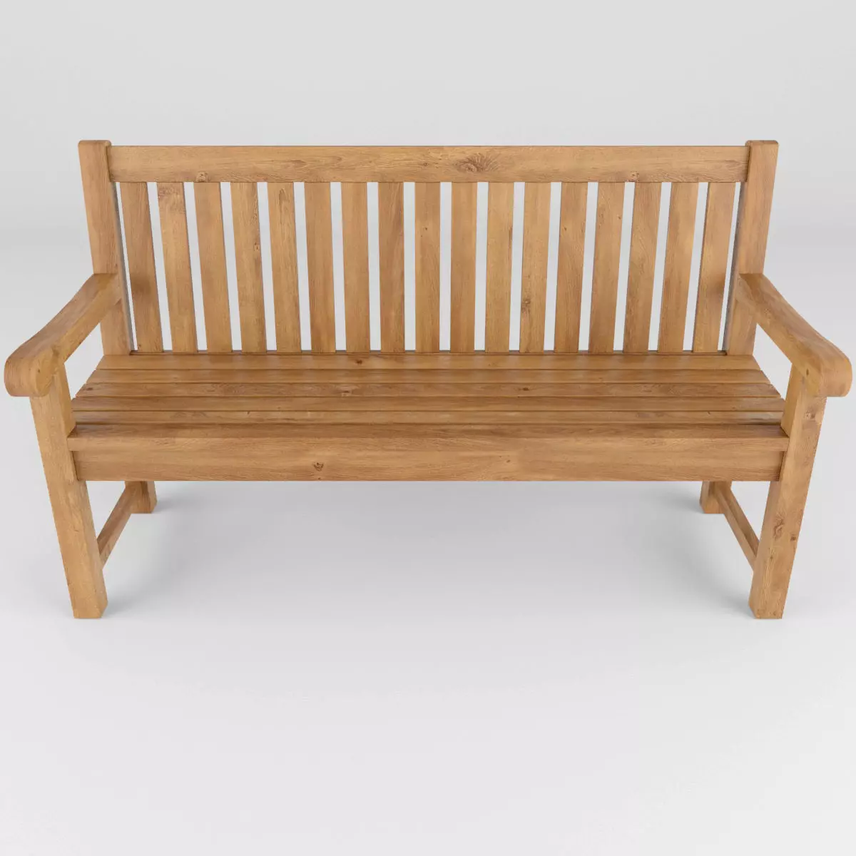 Wooden garden bench 3D model_0