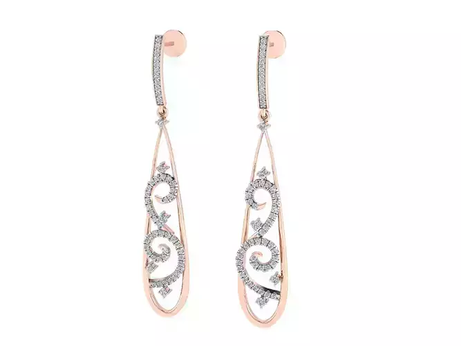 Women long earrings 3dm stl render detail 3D print model