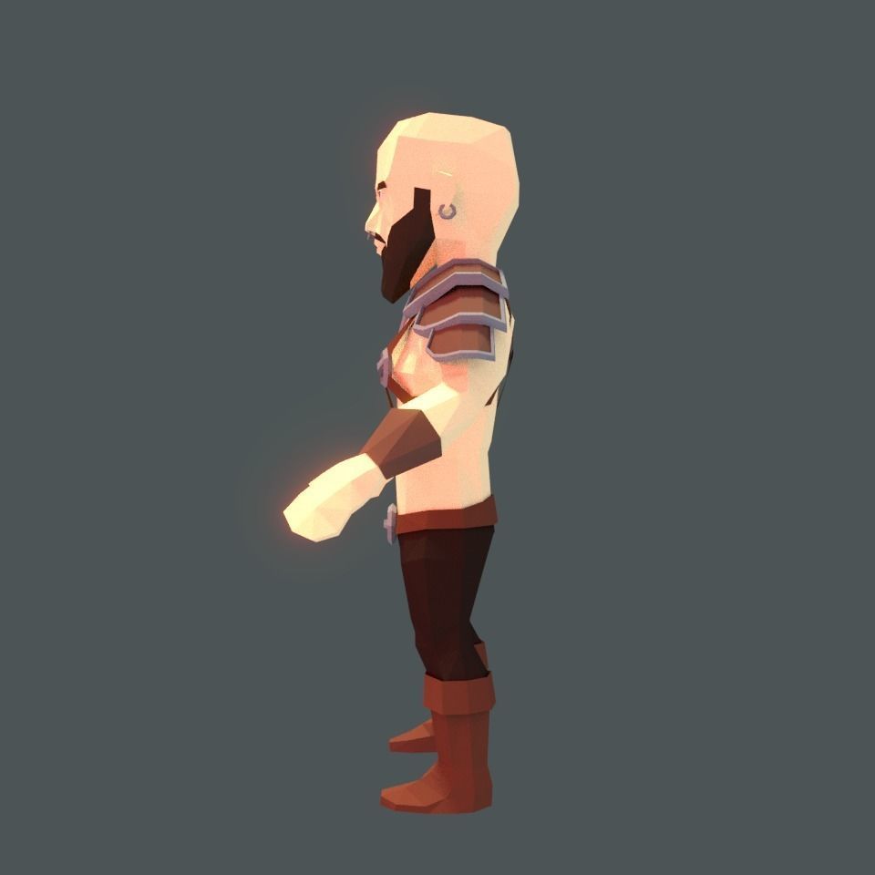 Berserker - Low Poly Game Character Low-poly 3D model_3