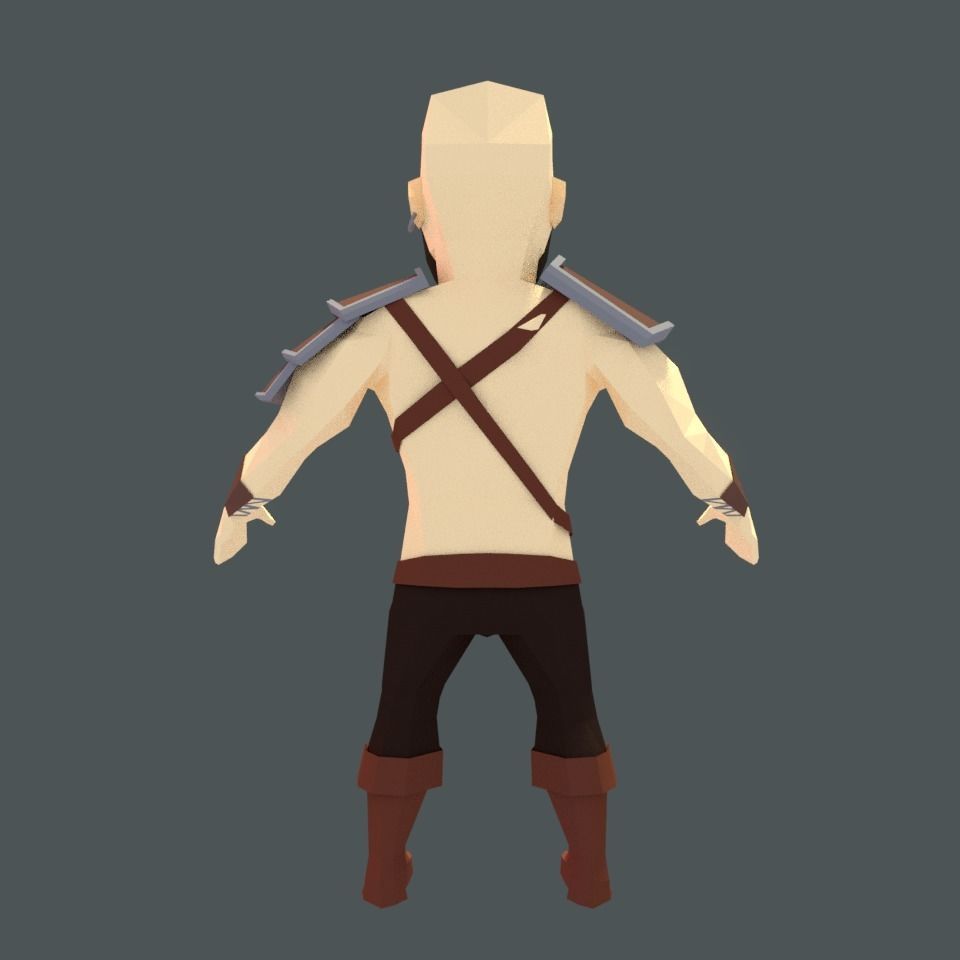 Berserker - Low Poly Game Character Low-poly 3D model_4