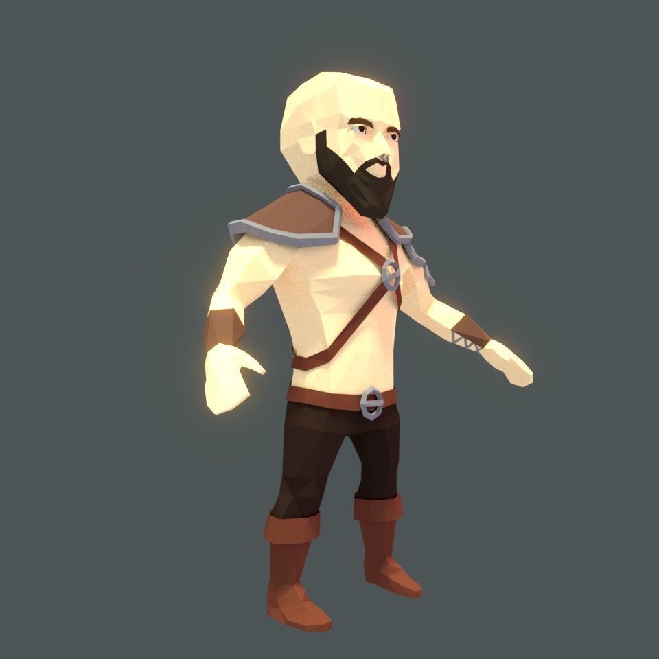 Berserker - Low Poly Game Character Low-poly 3D model_5