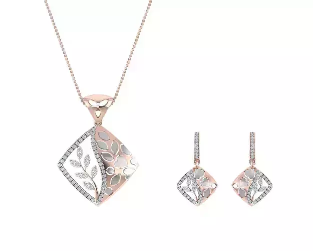 Women pendant-earrings set 3dm stl render detail 3D print model