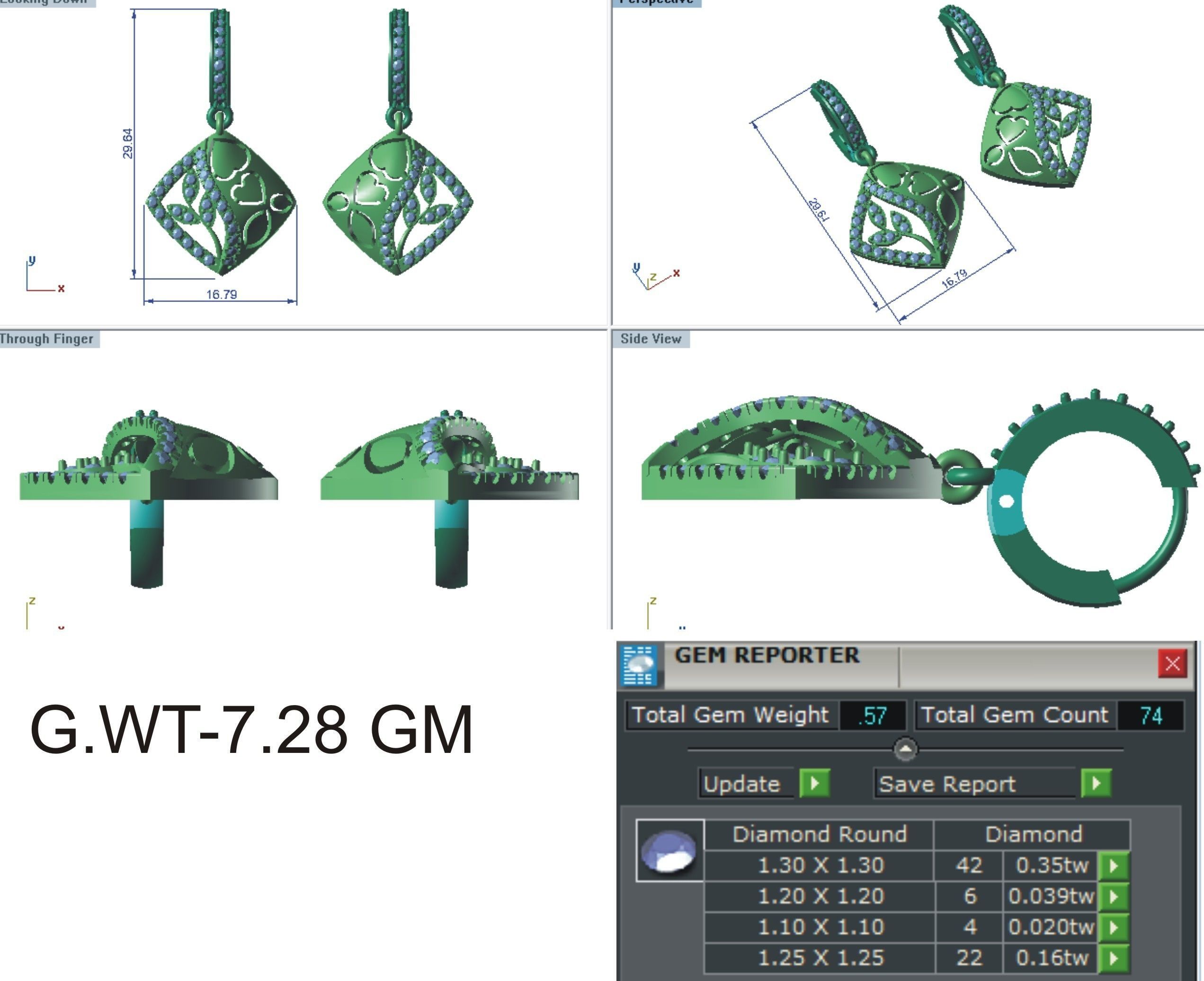 Women pendant-earrings set 3dm stl render detail 3D print model 3D print model_13