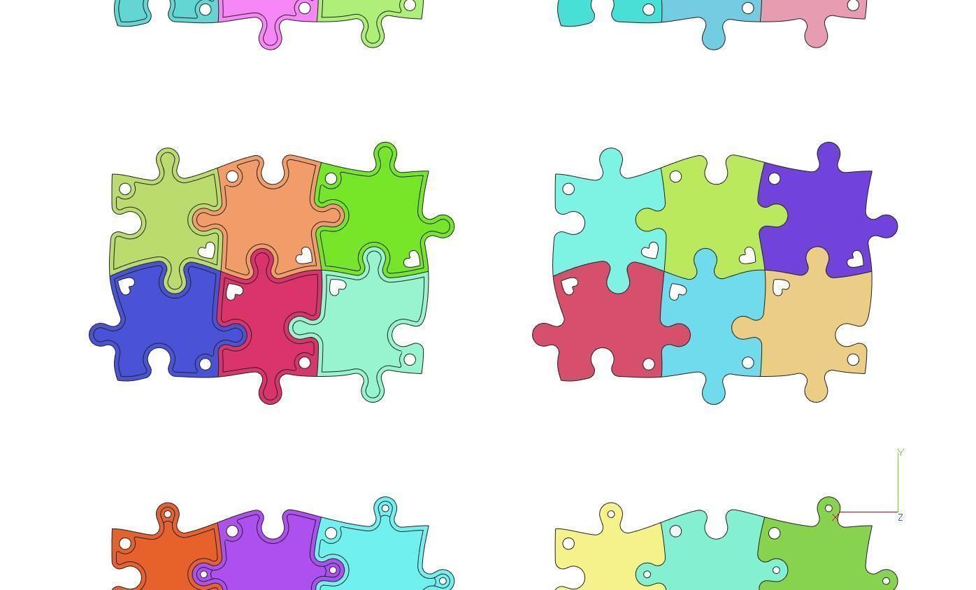 Puzzle pendants six friends C0-3000084 3D print model_4