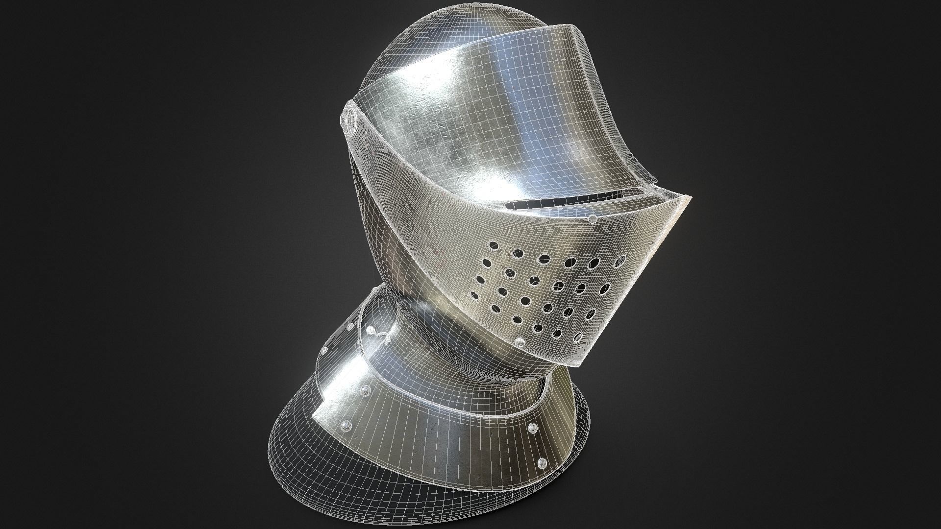 Medieval Helmet 3D model_4