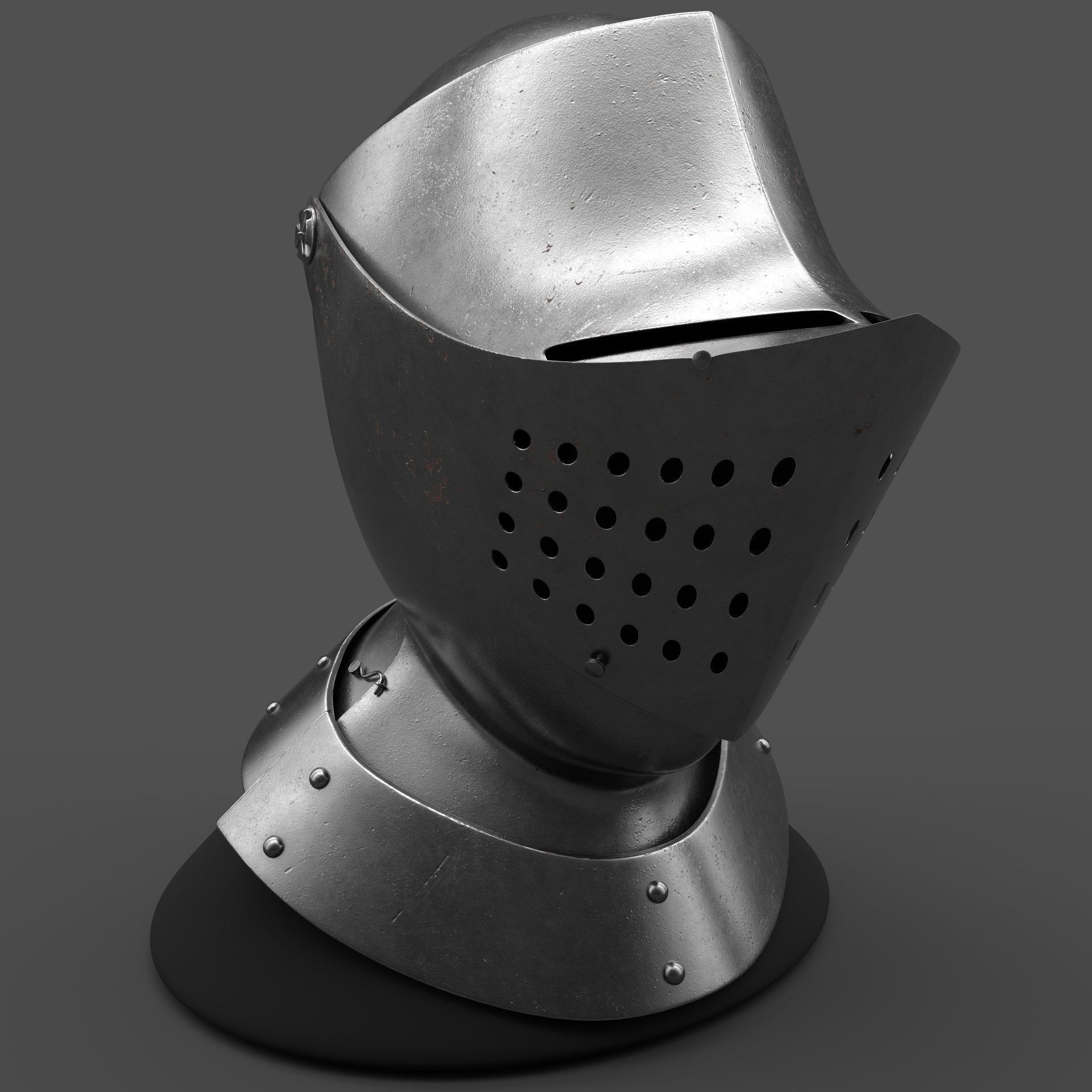 Medieval Helmet 3D model_2