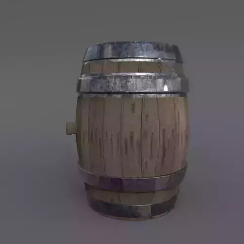 Realistic Wooden Barrel