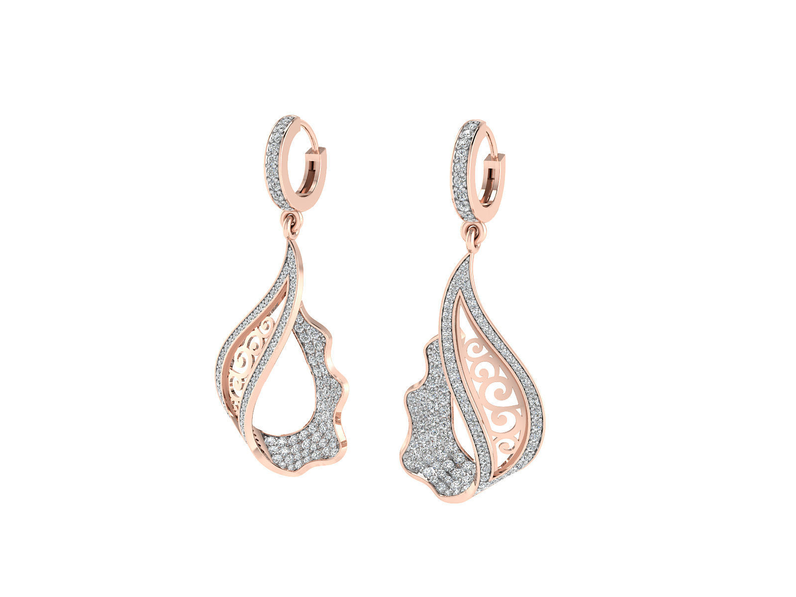 Women pendant-earrings set 3dm stl render detail 3D print model 3D print model_2