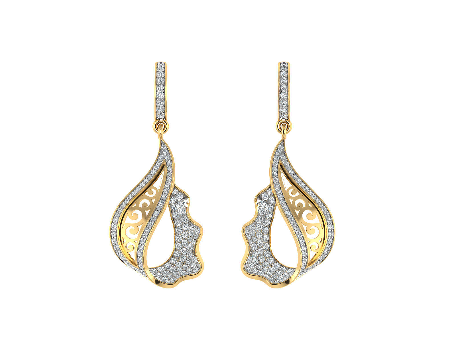 Women pendant-earrings set 3dm stl render detail 3D print model 3D print model_5