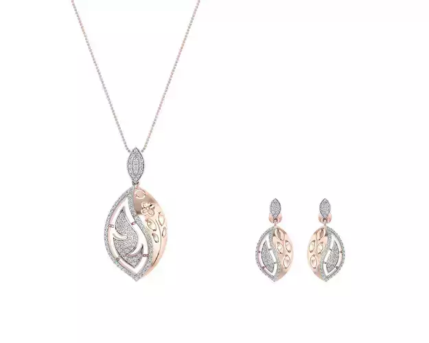 Women pendant-earrings set 3dm stl render detail 3D print model