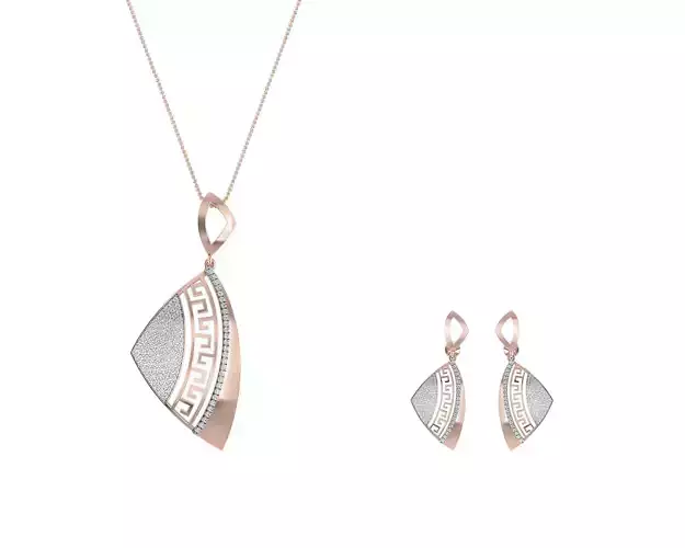 Women pendant-earrings set 3dm stl render detail 3D print model