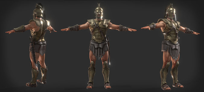 Spartan Warrior A pose for Game Low-poly 3D model
