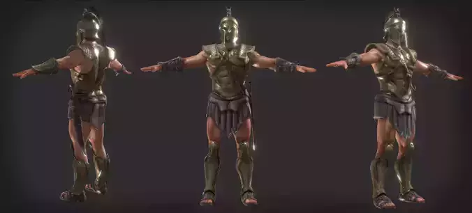 Spartan Warrior A pose for Game Low-poly 3D model