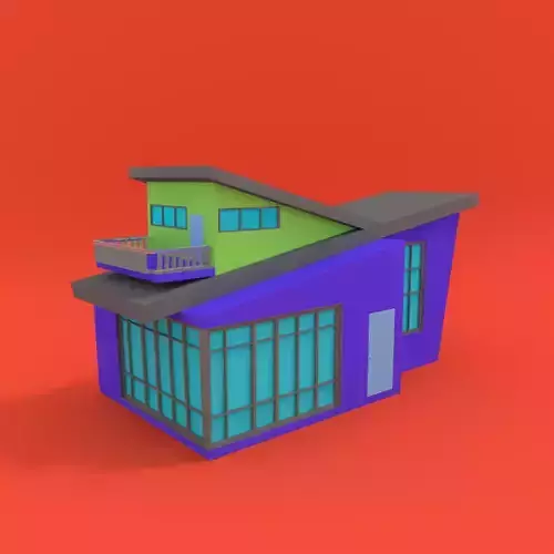 Modern Low poly 3d House Low-poly 3D model