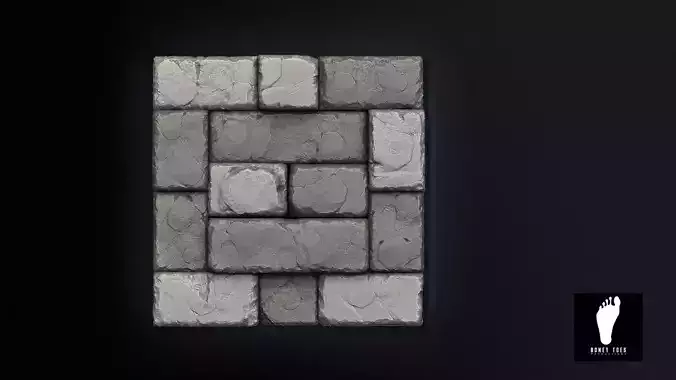 3D Stone Brick Wall - High Poly 3D model