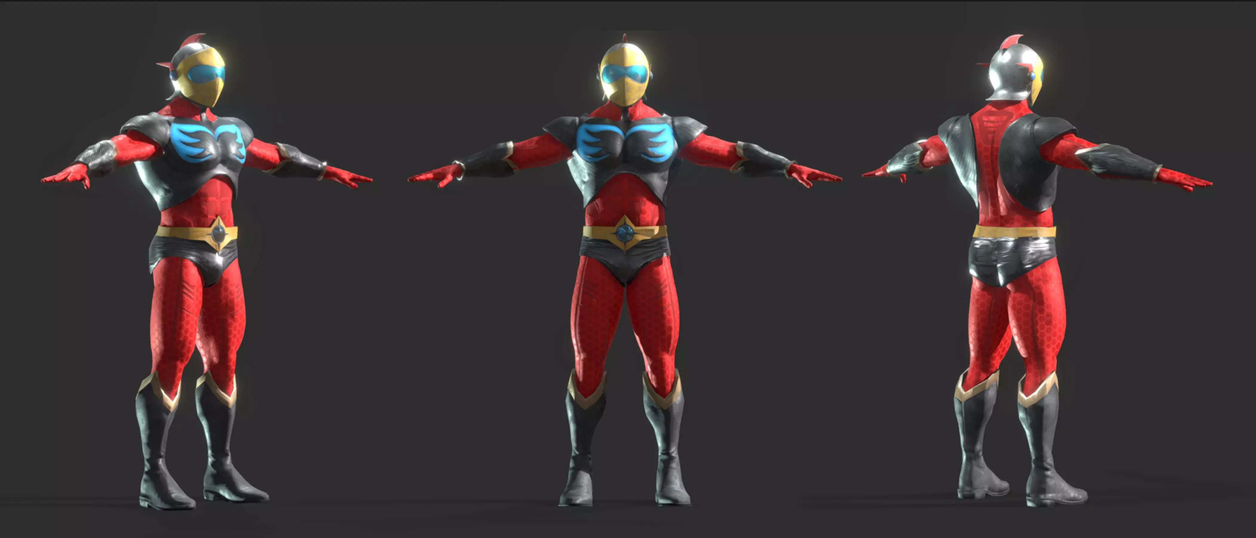 Actarus 3d model rigged for Game PBR Low-poly 3D model