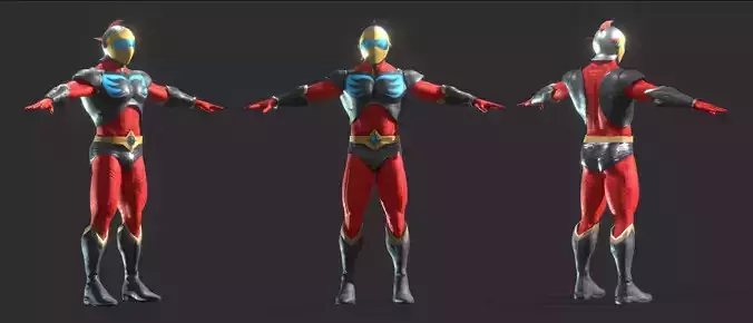 Actarus 3d model rigged for Game PBR