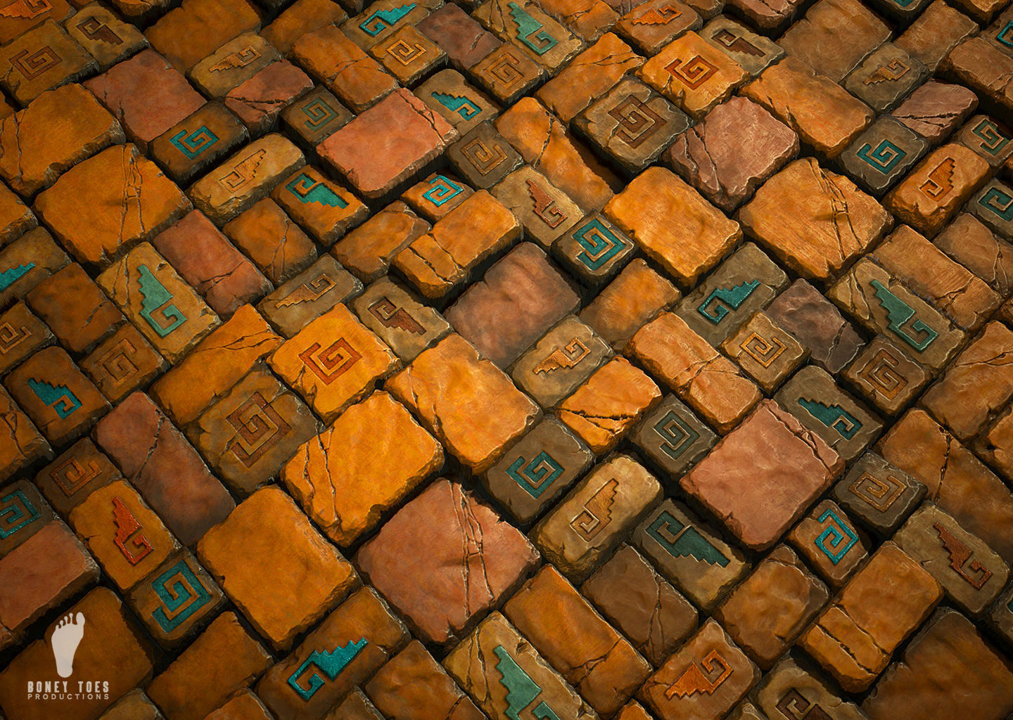 Aztec Stone Wall - Game Textures Low-poly 3D model_12