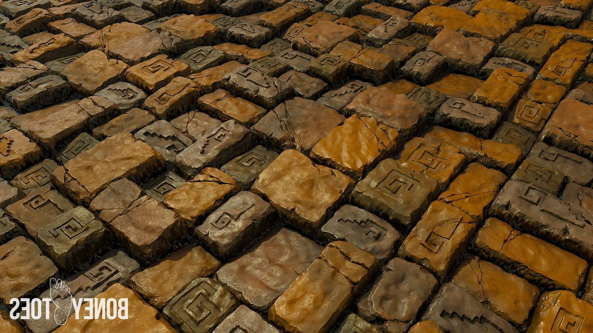 Aztec Stone Wall - Game Textures Low-poly 3D model_2