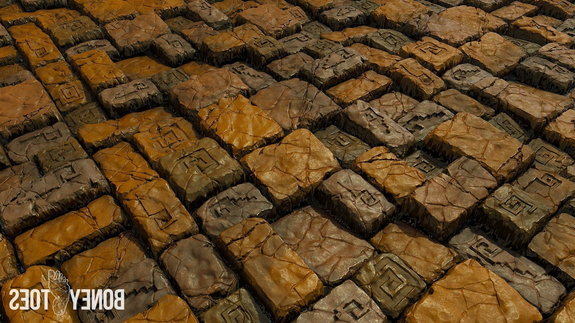 Aztec Stone Wall - Game Textures Low-poly 3D model_3