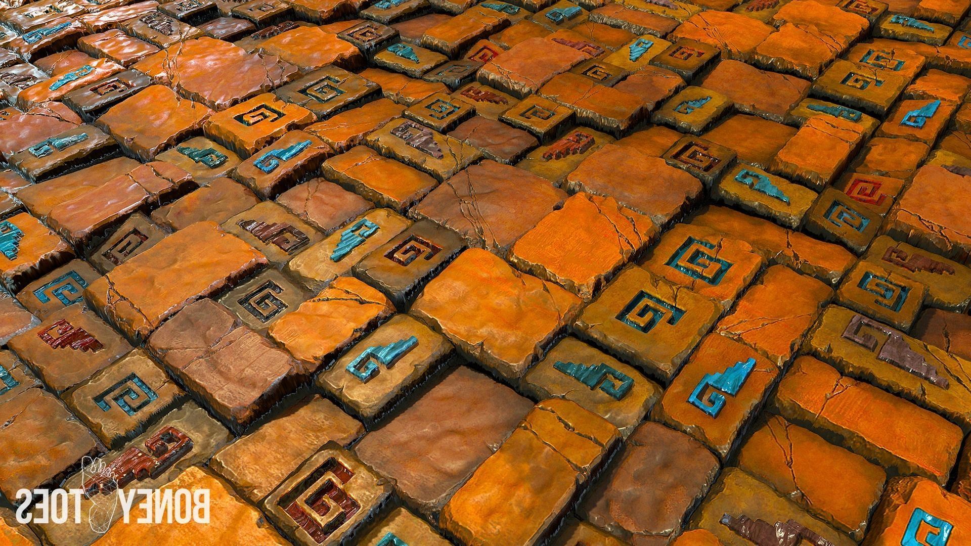 Aztec Stone Wall - Game Textures Low-poly 3D model_8