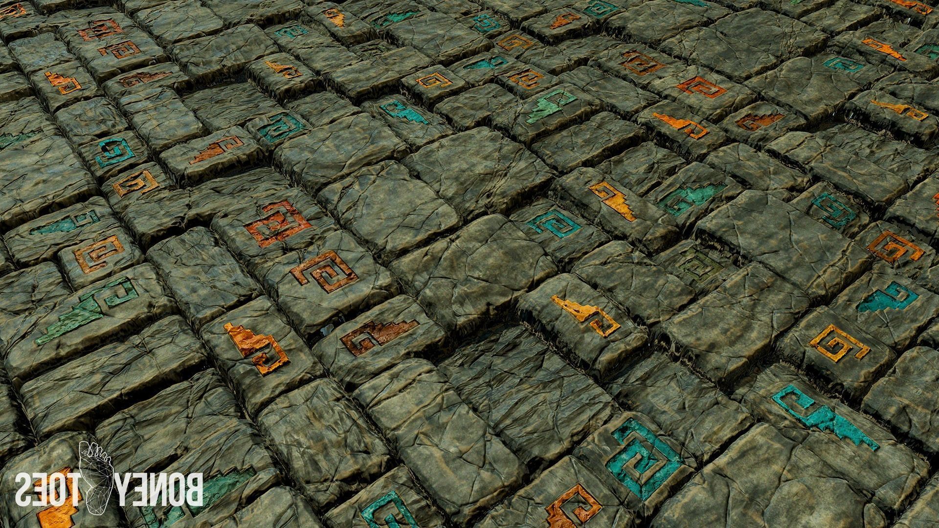 Aztec Stone Wall - Game Textures Low-poly 3D model_11