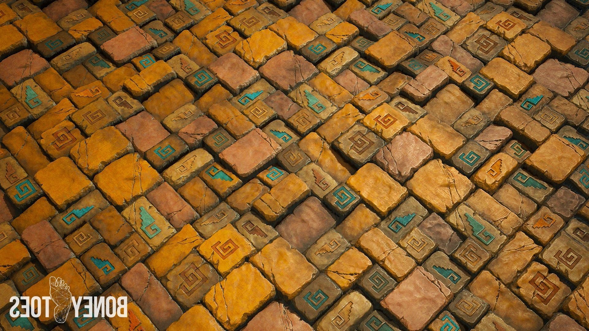 Aztec Stone Wall - Game Textures Low-poly 3D model_1